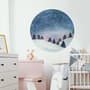 Snowy Forest Circle Landscape Wall Decal Sticker