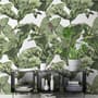 Green Tropical Bananana Leaves with Calla Lily Flowers Wallpaper Mural