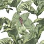 Green Tropical Bananana Leaves with Calla Lily Flowers Wallpaper Mural