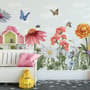 Kids Floral Gardens with Butterflies Wallpaper Mural