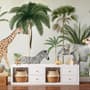 Kids Wild Tropical Animals with Palm Trees Wallpaper Mural