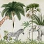 Kids Wild Tropical Animals with Palm Trees Wallpaper Mural