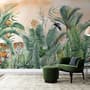 Tiger and Tropical Leaves Wallpaper Mural