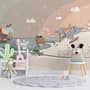 Nursery Snowy Landscape with Cute Cartoon Animals Wallpaper Mural