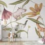 Nursery Tropical Animals with Flowers Wallpaper Mural