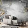 Monochrome Grunge Leaf with Splash Wallpaper Mural