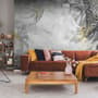 Monochrome Grunge Leaf with Splash Wallpaper Mural