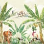 Watercolor Safari Animals in the Rainforest Wallpaper Mural for Kids