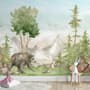 Kids Watercolor Coniferous Forest with Animals Wallpaper Mural