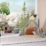 Kids Watercolor Coniferous Forest with Animals Wallpaper Mural