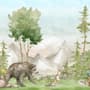 Kids Watercolor Coniferous Forest with Animals Wallpaper Mural