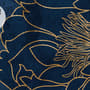 Dark Navy Peony Floral Drawing Art Wallpaper Mural