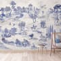 Vintage Monochrome Jouy Style Landscape Wallpaper Mural