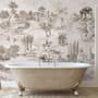 Vintage Monochrome Jouy Style Landscape Wallpaper Mural