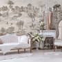 Vintage Monochrome Jouy Style Landscape Wallpaper Mural