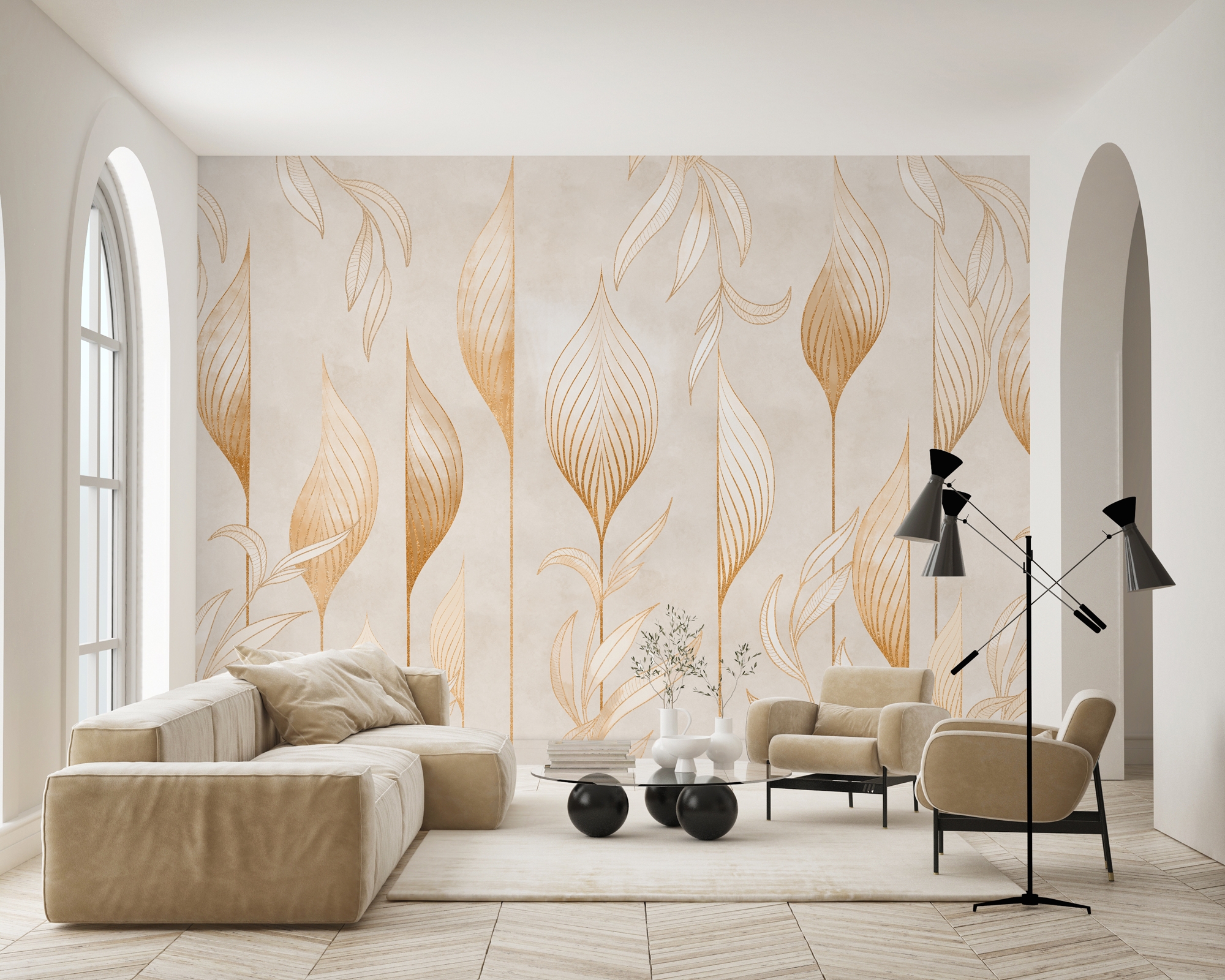 Boho Geometric Art Lines Wallpaper Mural