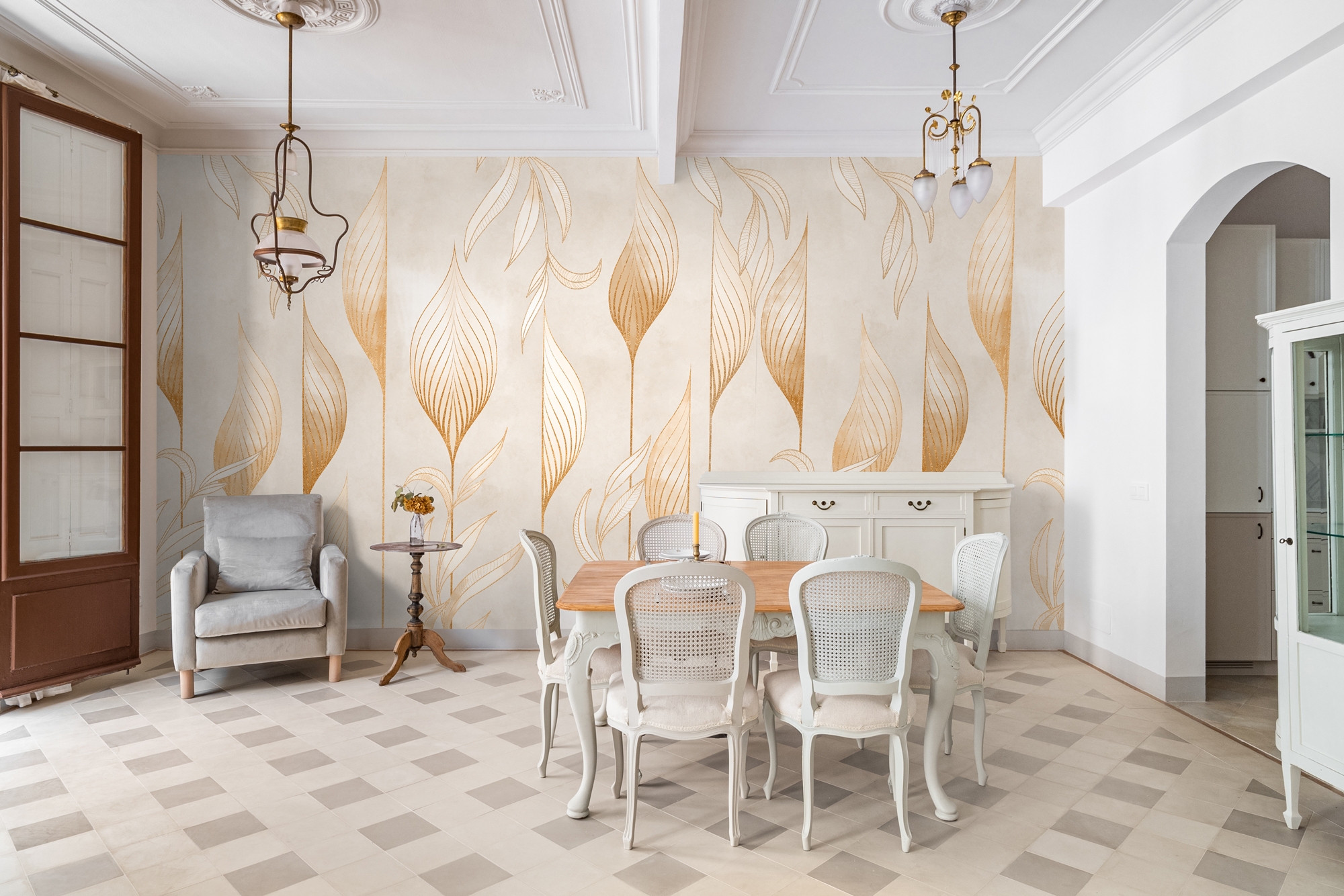 Boho Geometric Art Lines Wallpaper Mural