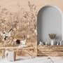 Chinese Peony Flowers and Bamboo Landscape with Crane Birds
