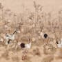 Chinese Peony Flowers and Bamboo Landscape with Crane Birds