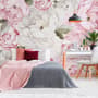 Nursery Watercolor Pink Peony Floral Blossom Wallpaper Mural