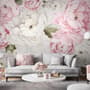 Nursery Watercolor Pink Peony Floral Blossom Wallpaper Mural