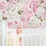 Nursery Watercolor Pink Peony Floral Blossom Wallpaper Mural
