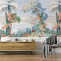 Art Painting Colorful Landscape with Heron Birds Wallpaper Mural