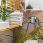 Papier peint panoramique aquarelle colorée, été, feuilles tropicales
