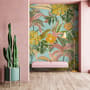 Papier peint panoramique aquarelle colorée, été, feuilles tropicales