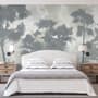 Monochrome Forest Silhouette Landscape Wallpaper Mural