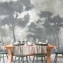 Monochrome Forest Silhouette Landscape Wallpaper Mural