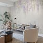 Watercolor Hanging Wisteria Flowers with Hummingbirds Wallpaper Mural 