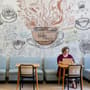 Vintage Coffee Cup Wallpaper Mural For Cafe and Restaurant