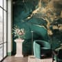 Modern Dark Abstract Veined Marble Wallpaper Mural