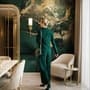 Modern Dark Abstract Veined Marble Wallpaper Mural