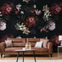 Realistic Dark Peony Floral Bouquet Wallpaper Mural