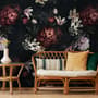 Realistic Dark Peony Floral Bouquet Wallpaper Mural