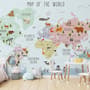 Fototapete Weltkarte der Kontinente für Kinderzimmer