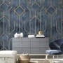 Rhombus Geometric Lines Art Deco Wallpaper Mural