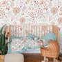 Kids Soft Light Pink / Blue Wildflowers Floral Pattern Wallpaper Mural