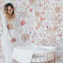 Kids Soft Light Pink / Blue Wildflowers Floral Pattern Wallpaper Mural