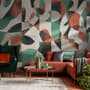 Modern Abstract Art with Retro Colorful Geometric Wallpaper Mural