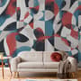 Modern Abstract Art with Retro Colorful Geometric Wallpaper Mural