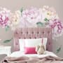 Watercolor Pink White Floral Bouqets with Green Leaf Wall Decal Sticker