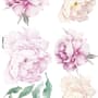Watercolor Pink White Floral Bouqets with Green Leaf Wall Decal Sticker