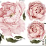 Pink Pfingstrosen Florals mit Grünen Blättern Wandtattoo