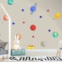 Planètes colorées et soleil joyeux avec étoiles Stickers muraux