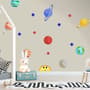 Planètes colorées et soleil joyeux avec étoiles Stickers muraux