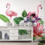 Tropical Protea Floral with Flamingo Wall Decal Sticker