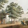 Vintage Rural Landscape with Village Folk Wallpaper Mural